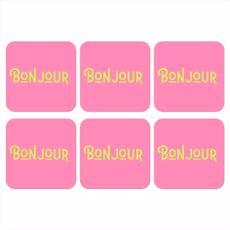 Roze - Groene Bonjour - art-deco onderzetter kurk middel -3d