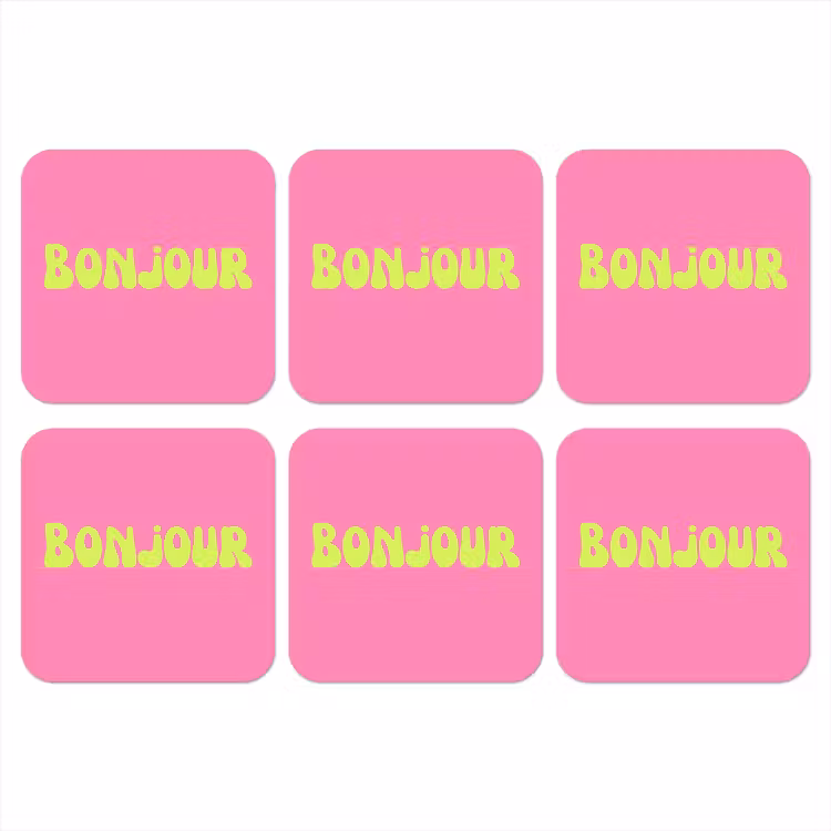 Roze - Groene bonjour - Organisch onderzetter kurk middel -3d