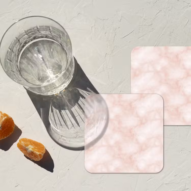 Roze - Marmer - Crème onderzetter kurk middel 366 -sfeer4