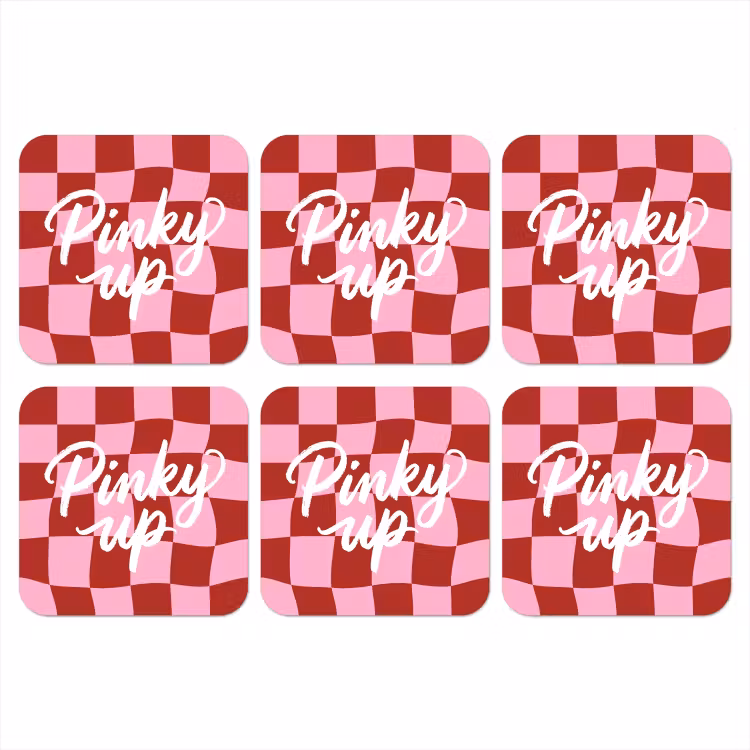 Pinky up - Geblokt - Bordeauxrood onderzetter kurk middel -3d