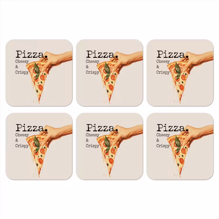Pizza - Kaas - Pepperoni onderzetter kurk middel -3d