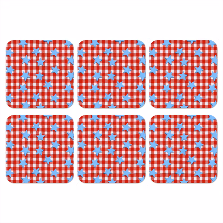 Ruit - Sterren - Rood onderzetter kurk middel 366 -3d