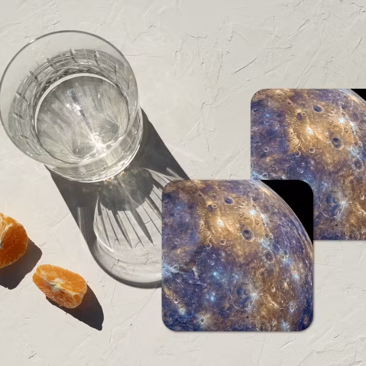 Coaster - Planet - Craters - Space - Planeet - Kraters - Ruimte onderzetter kurk middel