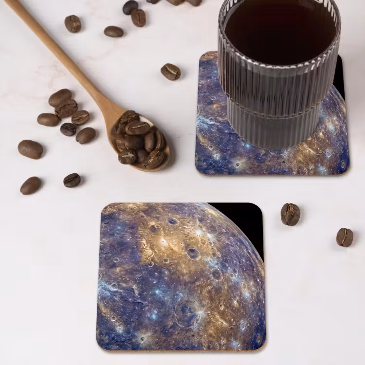 Coaster - Planet - Craters - Space - Planeet - Kraters - Ruimte onderzetter kurk middel