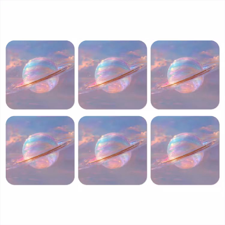 Planeet - Lucht - Wolken - Pasteltinten onderzetter kurk middel -3d
