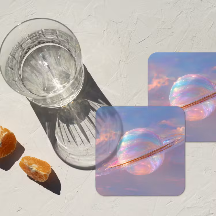 Planeet - Lucht - Wolken - Pasteltinten onderzetter kurk middel -sfeer4