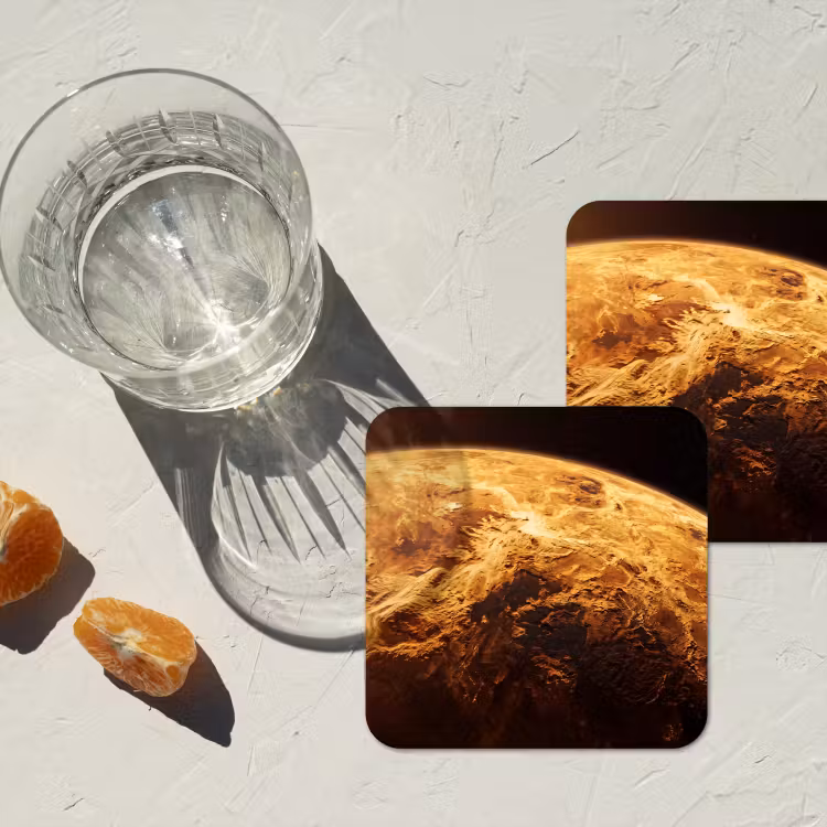 Coaster - Planet - Space - Orange - Planeet - Ruimte - Oranje onderzetter kurk middel