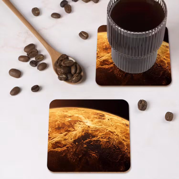 Coaster - Planet - Space - Orange - Planeet - Ruimte - Oranje onderzetter kurk middel