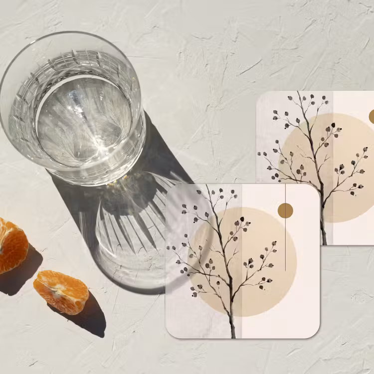 Coaster - Plant - Abstract - Beige - Plant - Abstract - Beige onderzetter kurk middel