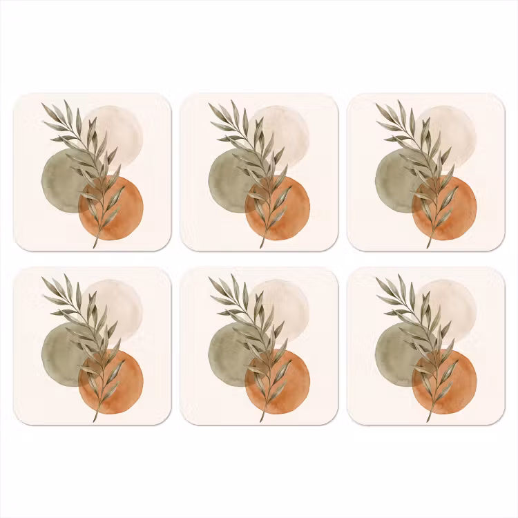 Coaster - Plant - Circles - Abstract - Plant - Cirkels - Abstract onderzetter kurk middel