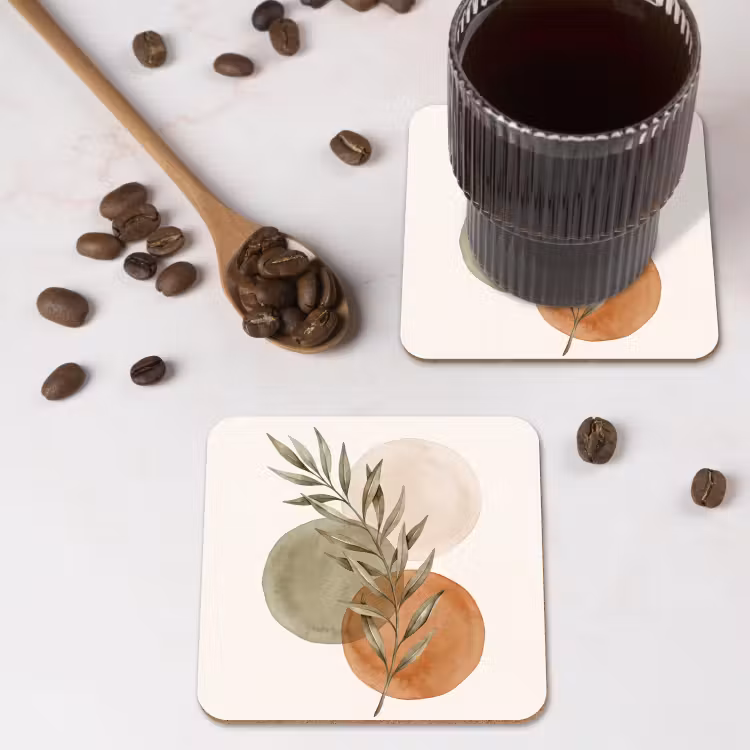 Coaster - Plant - Circles - Abstract - Plant - Cirkels - Abstract onderzetter kurk middel
