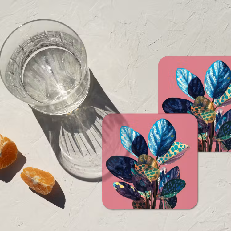 Plant - Bladeren - Stippen - Abstract onderzetter kurk middel -sfeer4