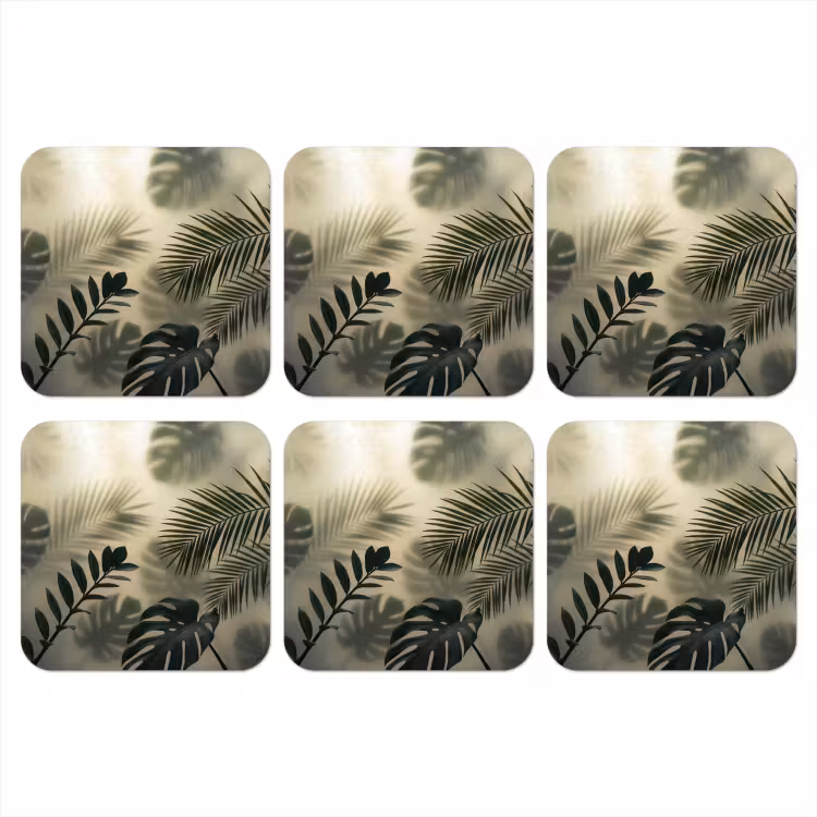 Planten - Bladeren - Schaduwen - Groen - Modern onderzetter kurk middel -3d