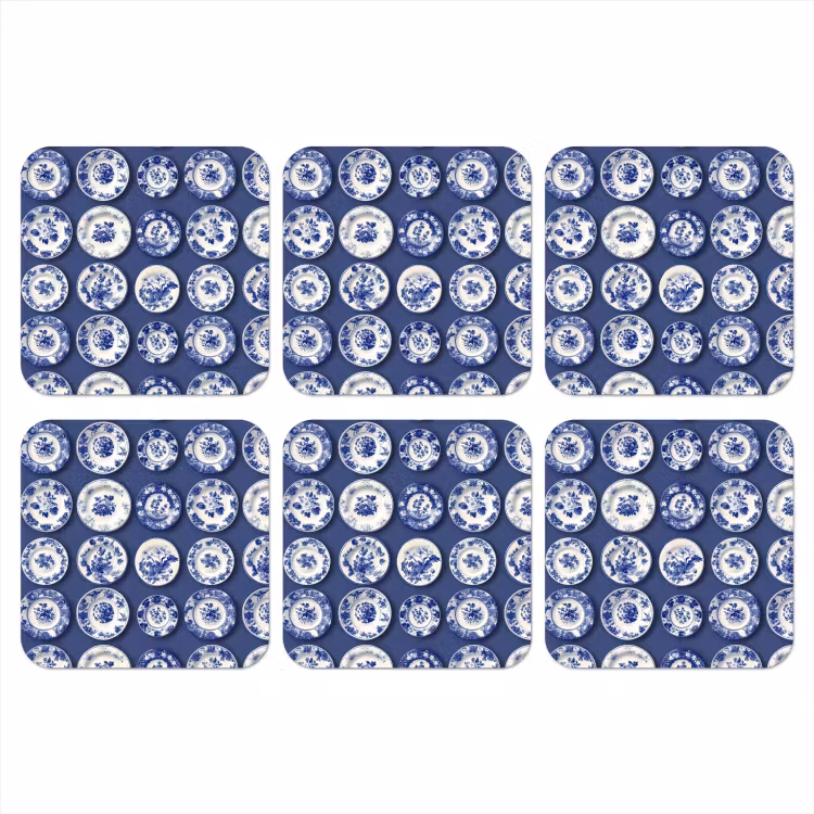 Borden - Floraal - Blauw onderzetter kurk middel 366 -3d