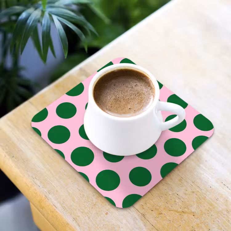 Polkadots - Patroon - Groen onderzetter kurk middel 366 -sfeer5