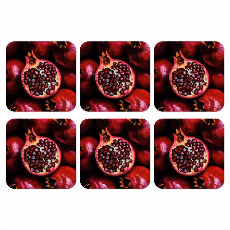 Granaatappel - Rood - Fruit onderzetter kurk middel -3d