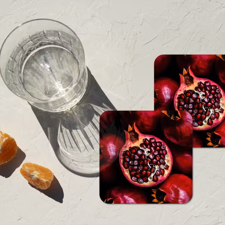 Granaatappel - Rood - Fruit onderzetter kurk middel -sfeer4