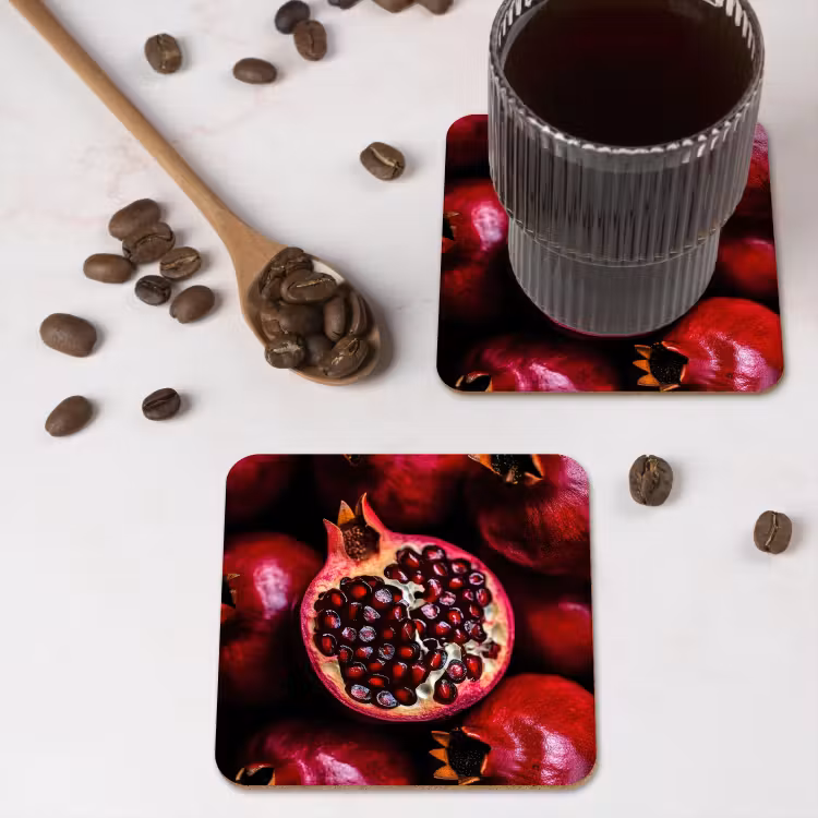Granaatappel - Rood - Fruit onderzetter kurk middel -sfeer2