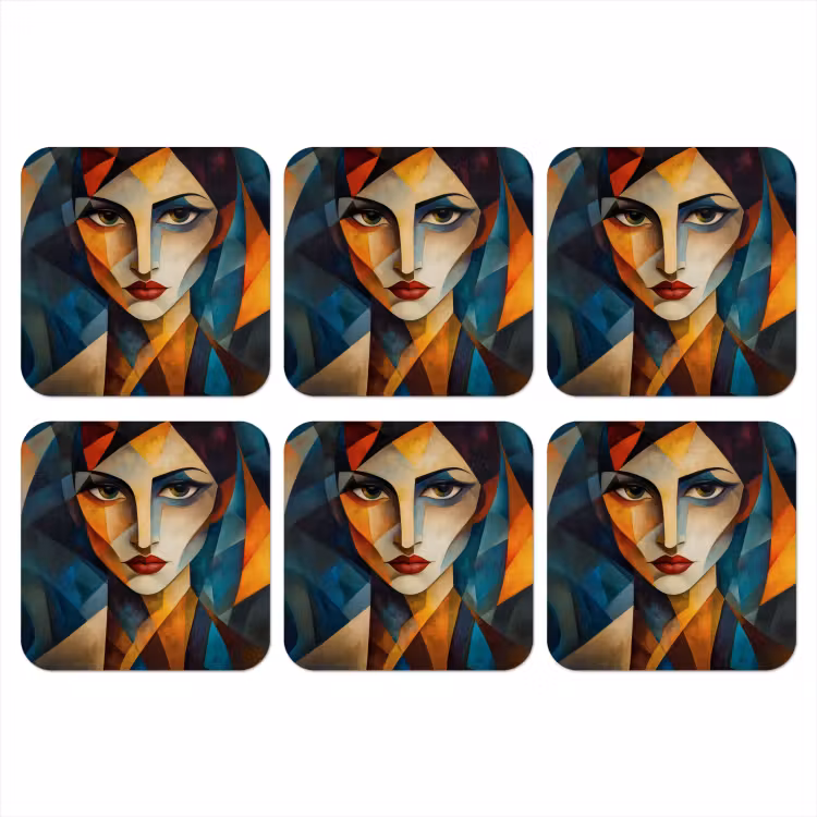 Portret - Abstract - Vormen onderzetter kurk middel -3d