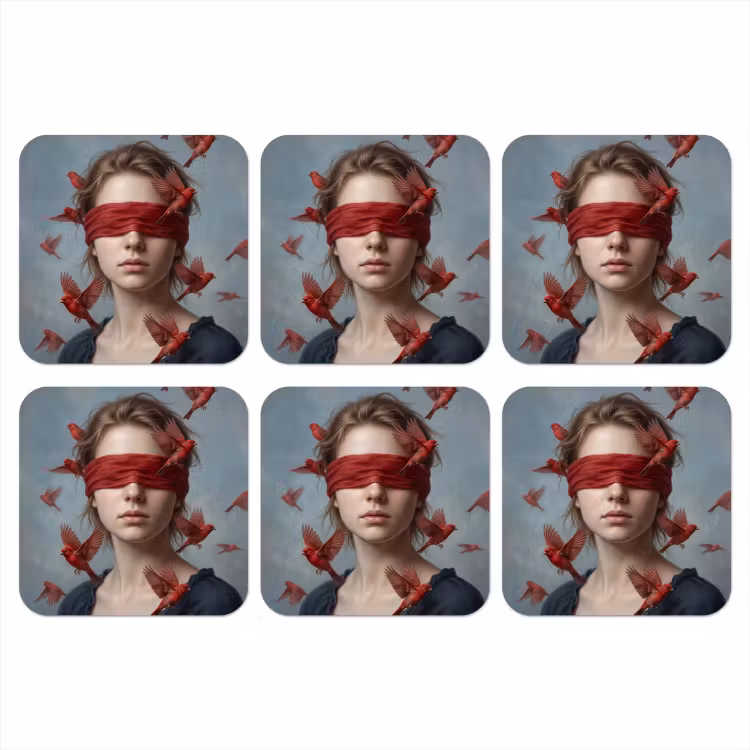 Portret - Krachtig - Rood onderzetter kurk middel -3d