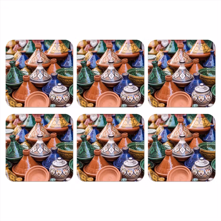 Coaster - Pottery - Colorful - Pattern - Aardewerk - Kleurrijk - Patroon onderzetter kurk middel