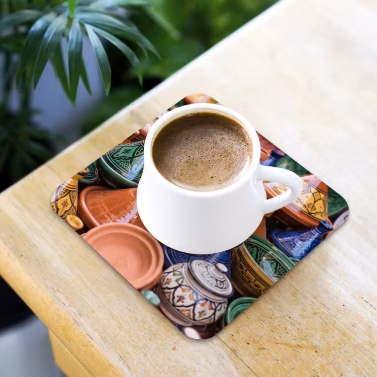 Coaster - Pottery - Colorful - Pattern - Aardewerk - Kleurrijk - Patroon onderzetter kurk middel