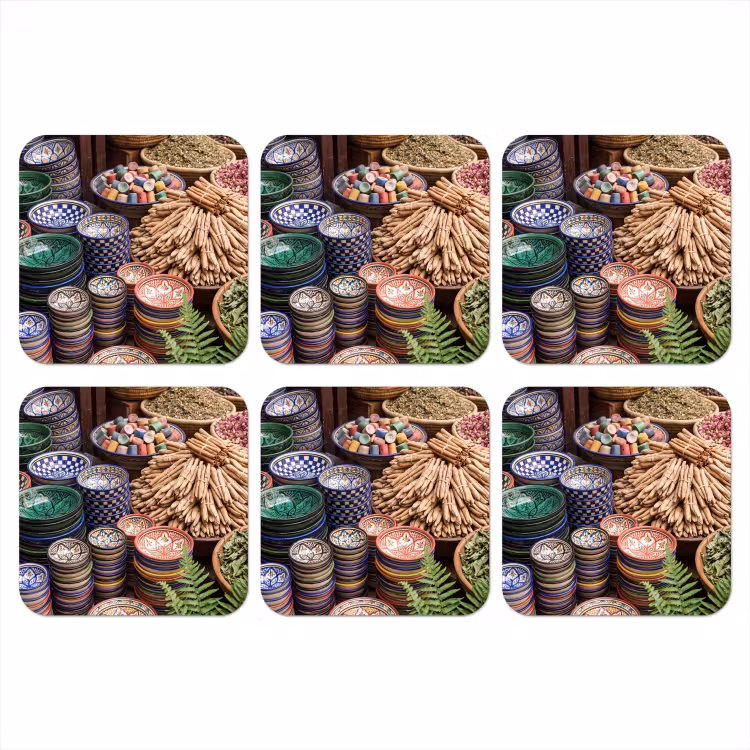 Coaster - Pottery - Oriental - Colorful - Aardewerk - Oosters - Kleurrijk onderzetter kurk middel