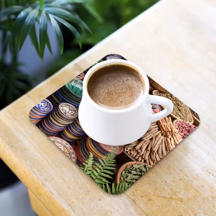 Coaster - Pottery - Oriental - Colorful - Aardewerk - Oosters - Kleurrijk onderzetter kurk middel