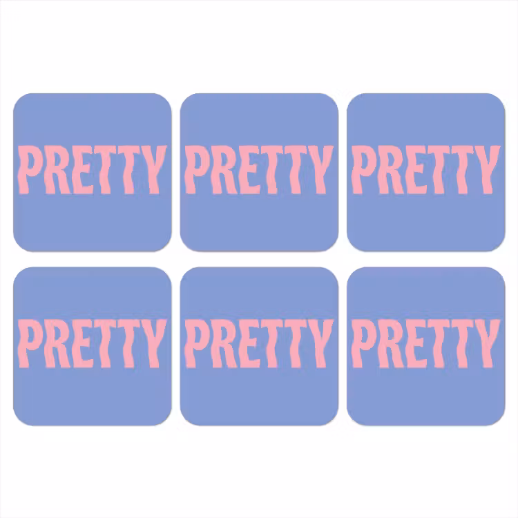 Pretty - Roze - Blauw - Golvend onderzetter kurk middel -3d