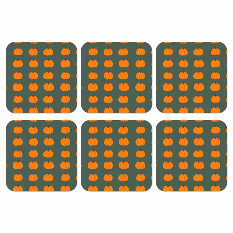 Pompoen - Patroon - Oranje onderzetter kurk middel 366 -3d