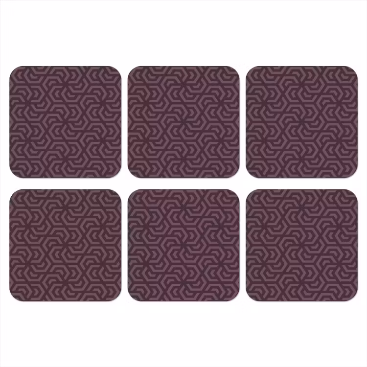 Paars - Geometrisch - Patroon - Donker onderzetter kurk middel 366 -3d