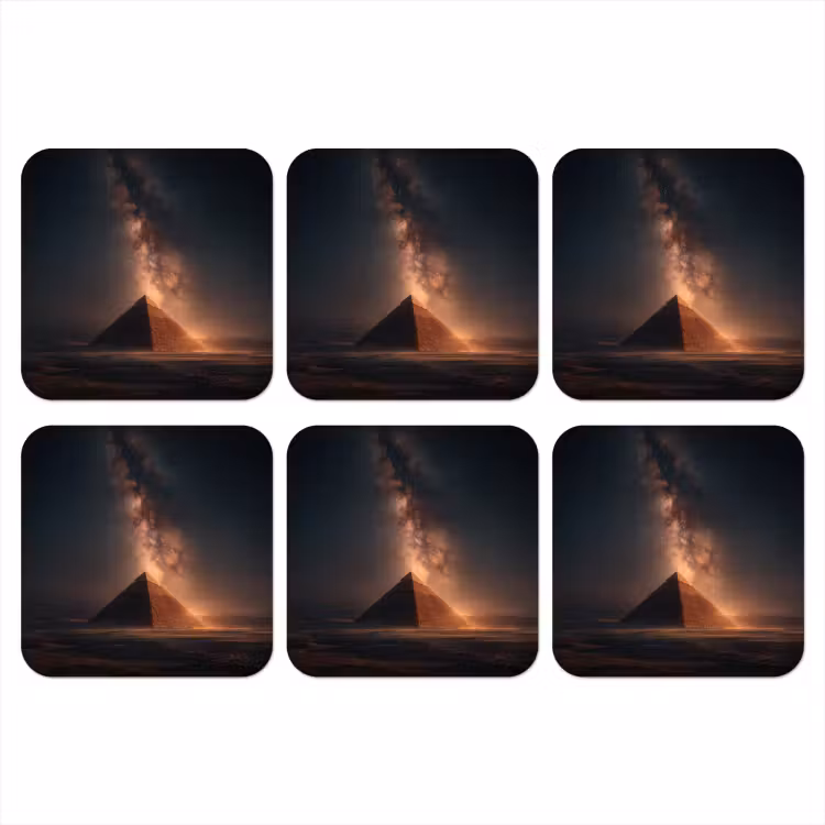 Piramide - Woestijn - Licht onderzetter kurk middel -3d