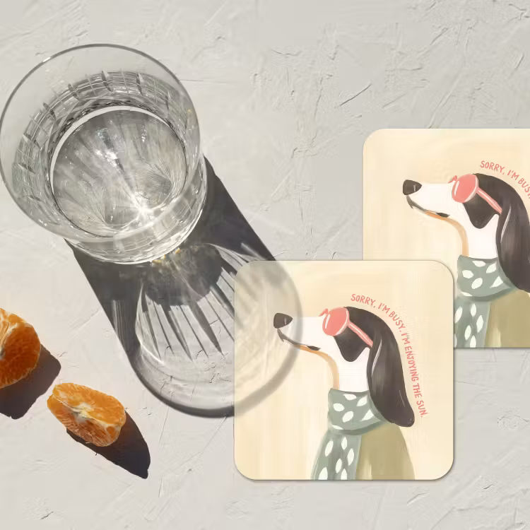 Quote - Hond - Zonnebril onderzetter kurk middel -sfeer4