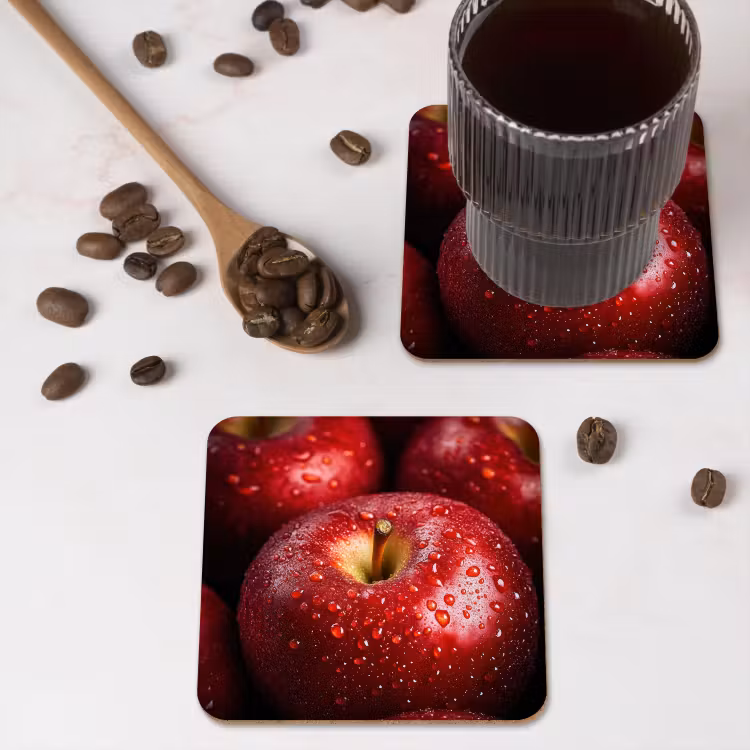 Rood - Appels - Fruit onderzetter kurk middel -sfeer2
