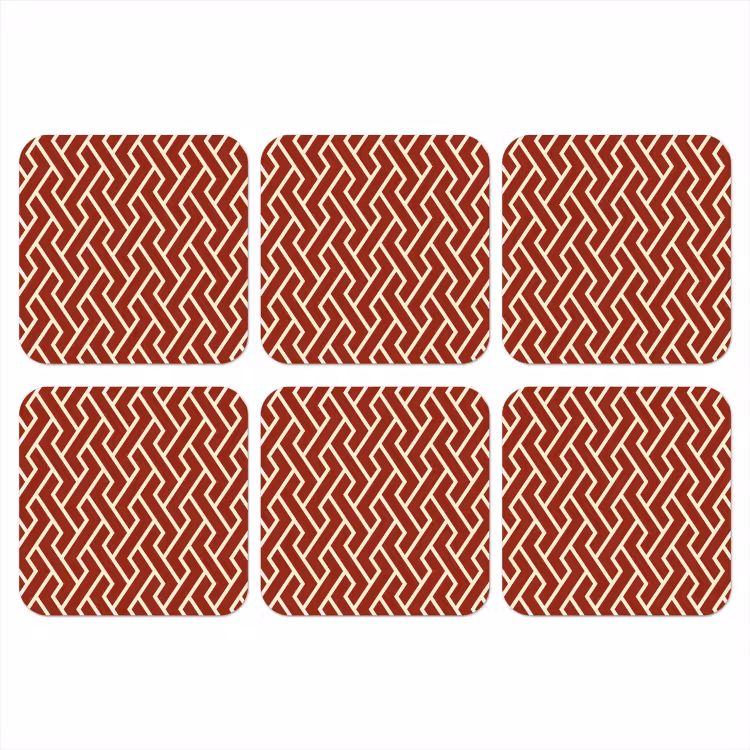 Rood - Beige - Patroon - Lijnen onderzetter kurk middel 366 -3d