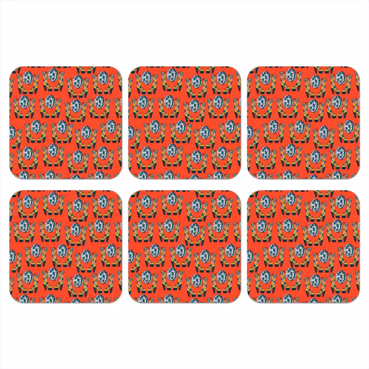 Rood - Disco - Patroon onderzetter kurk middel 366 -3d