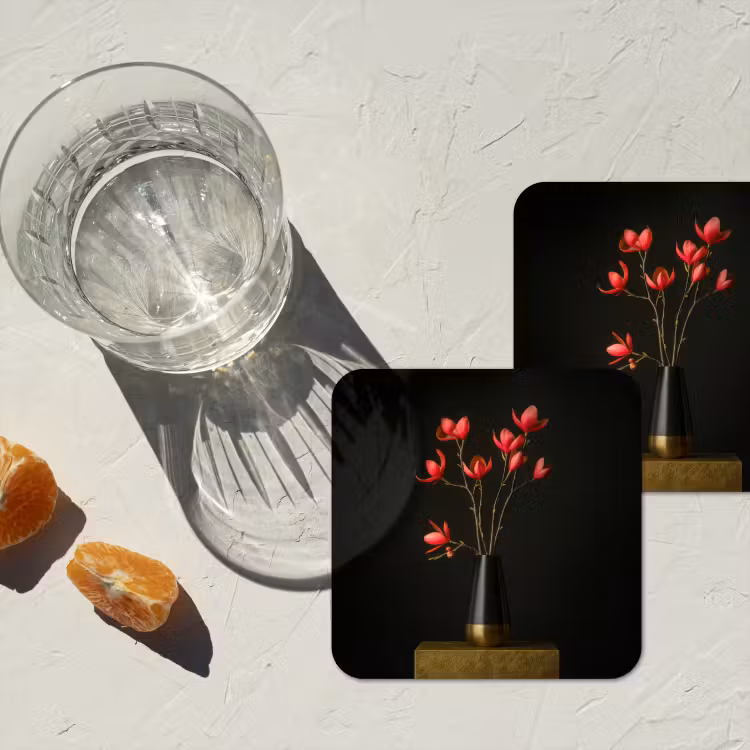 Rode - Bloemen - Vaas onderzetter kurk middel -sfeer4
