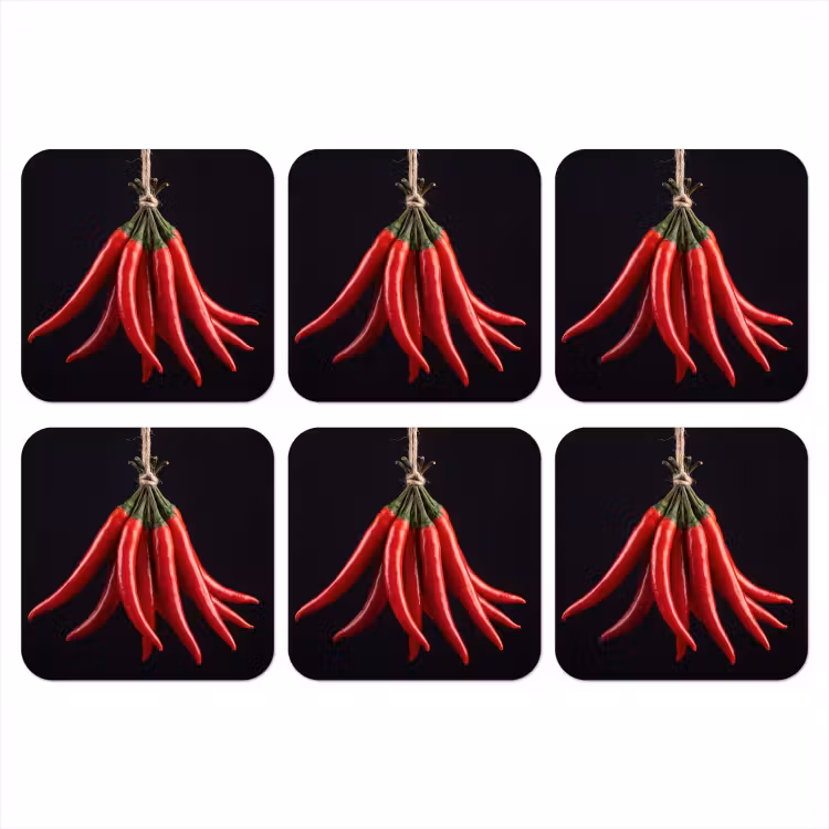 Coaster - Red Pepper - Food - Rode peper - Eten onderzetter kurk middel