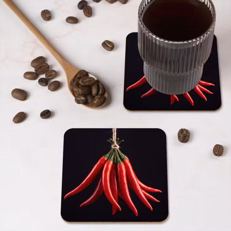 Coaster - Red Pepper - Food - Rode peper - Eten onderzetter kurk middel