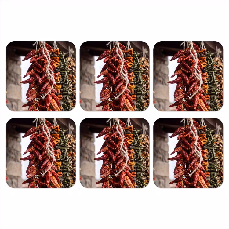 Coaster - Red Peppers - Food - Rode pepers - Eten onderzetter kurk middel
