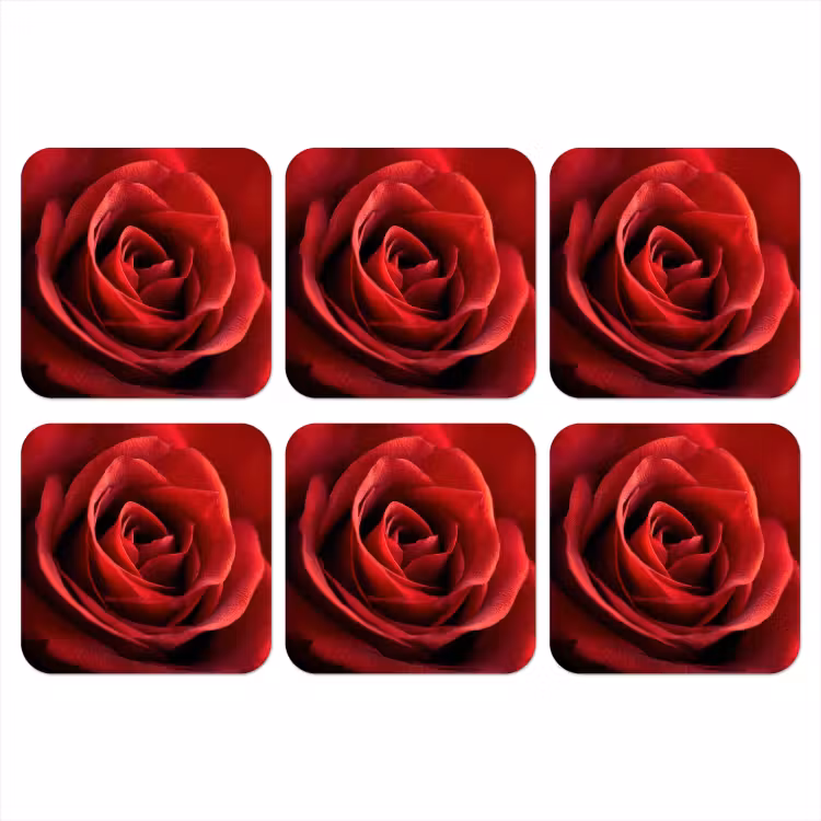 Rood - Roos - Romantisch onderzetter kurk middel -3d