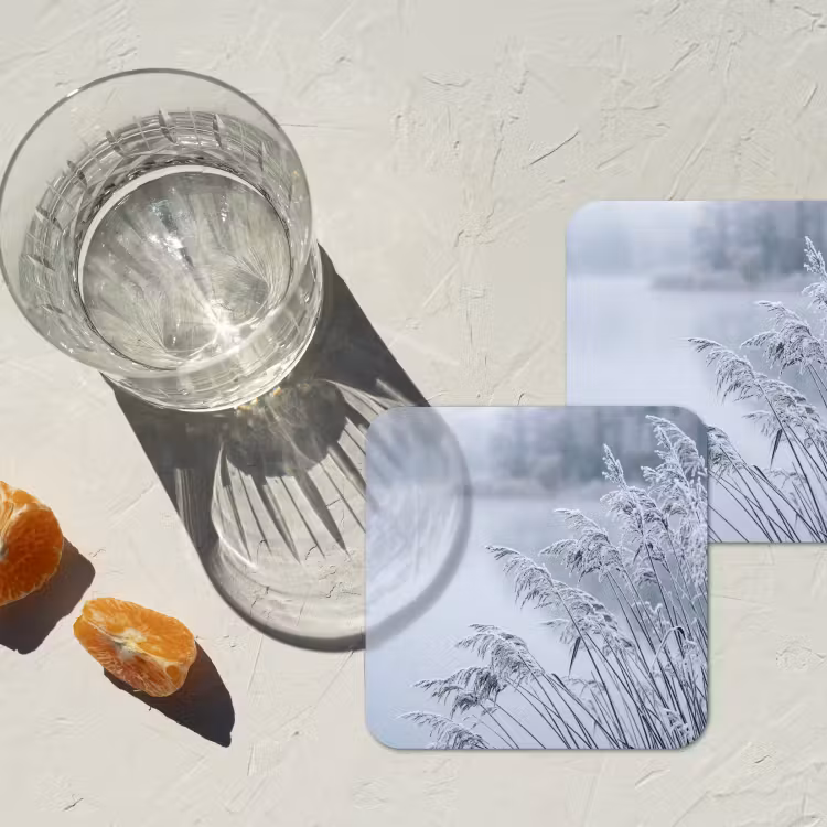 Riet - Bevroren - Winter - Natuur onderzetter kurk middel -sfeer4