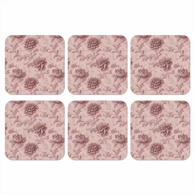 Reliëf - Pioenrozen - Roze onderzetter kurk middel 366 -3d