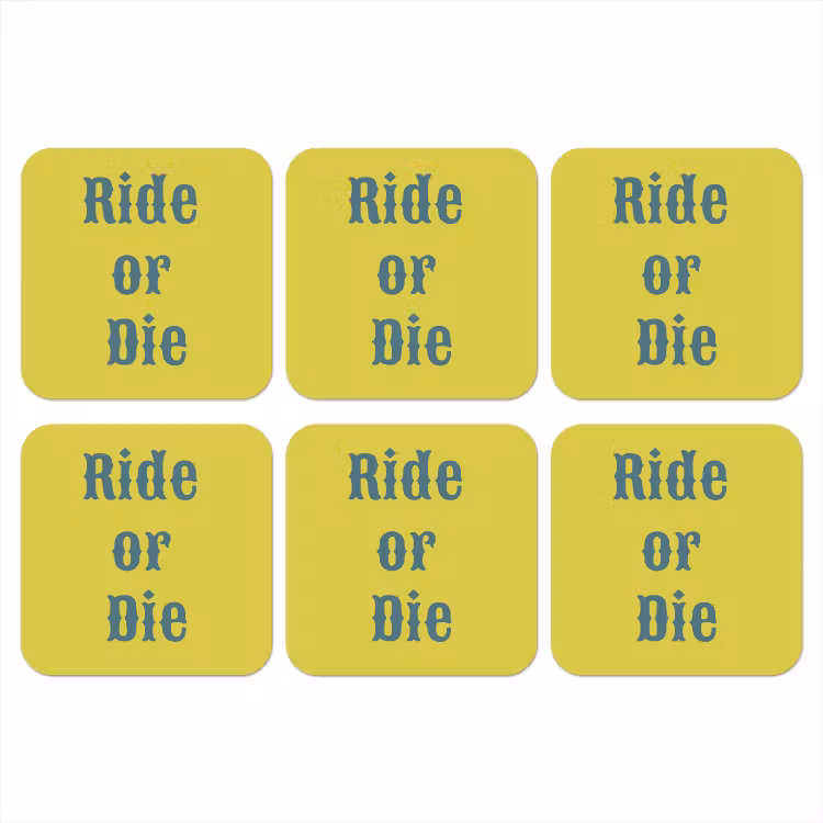 Ride or die - Geel - Blauw onderzetter kurk middel -3d