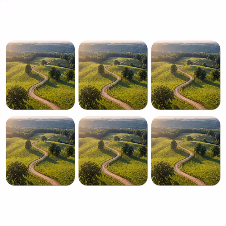 Weg - Weide - Natuur - Groen onderzetter kurk middel -3d
