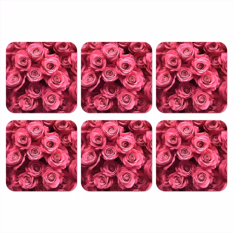 Rozen - Pink - Bloem onderzetter kurk middel -3d