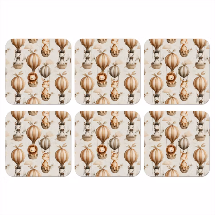 Safari - Luchtballonen - Taupe onderzetter kurk middel 366 -3d
