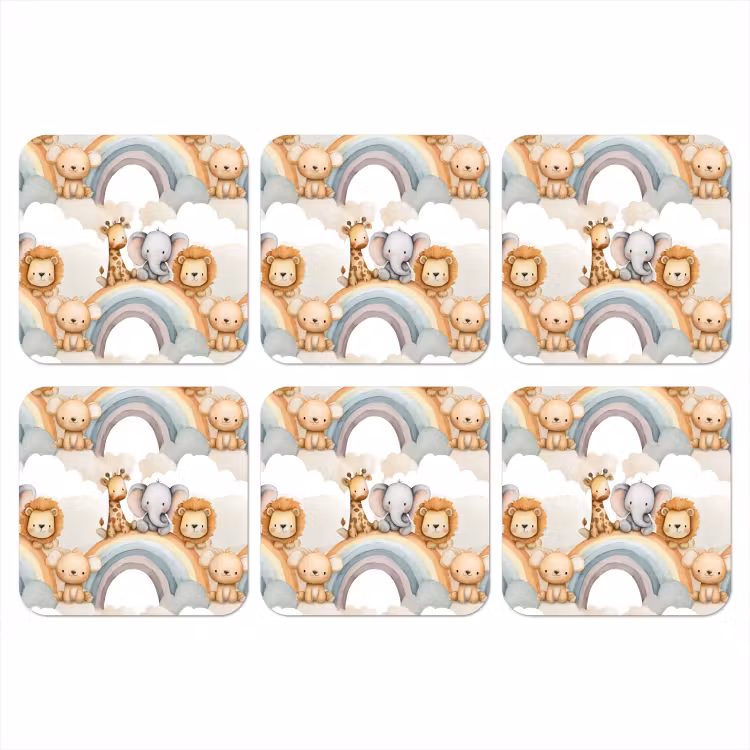 Safari - Regenboog - Kleurrijk onderzetter kurk middel 366 -3d
