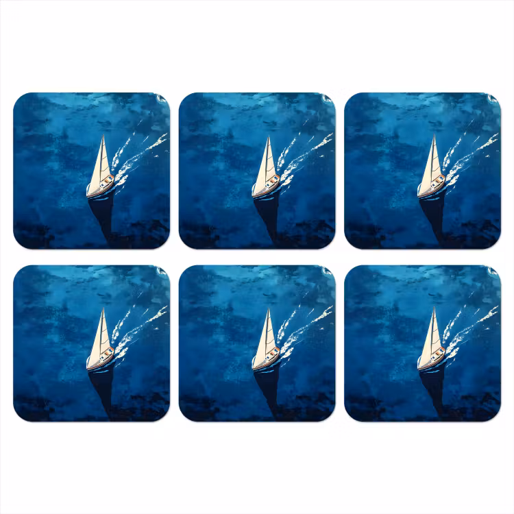 Zeilboot - Water - Abstract - Schaduw onderzetter kurk middel -3d
