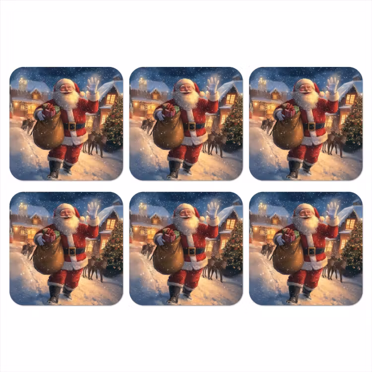 Kerstman - Dorp - Hert - Donker onderzetter kurk middel -3d